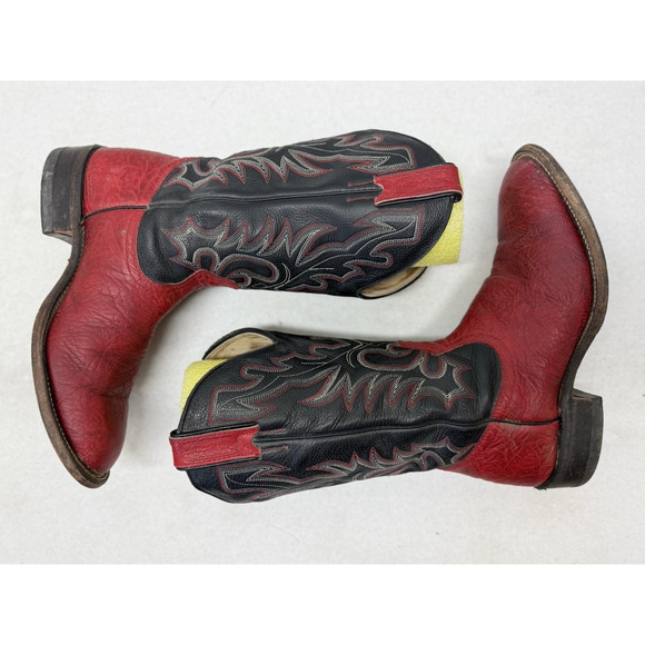 BOULET Boots 2207 Red & Black Leather Mid-Calf Western Boots Mens Size 7 main image 11